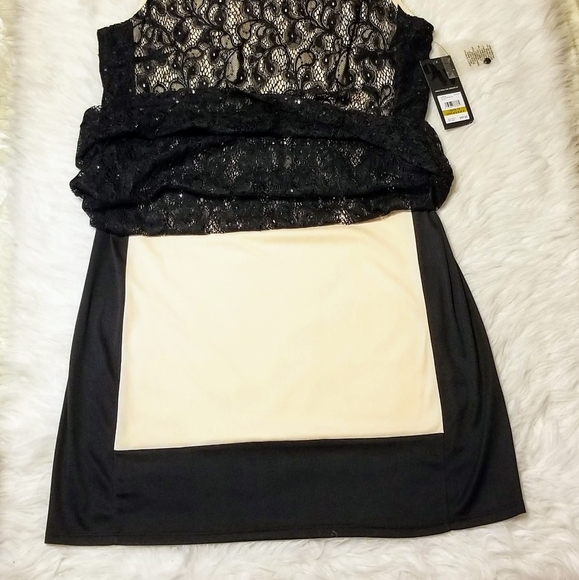 Nine West Sequin Lace Two-Tone Panel Hem - Picture 9 of 12